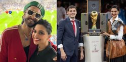 Ranveer 'bursts with pride' as Deepika unveils FIFA trophy