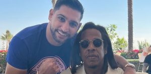 Amir Khan poses with Jay-Z in Dubai f