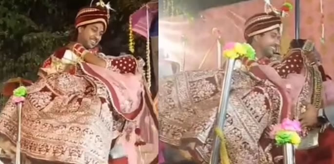 Indian Groom falls Carrying his Bride f