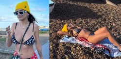 Mia Khalifa mocks British Beachgoers as she Strips to Bikini