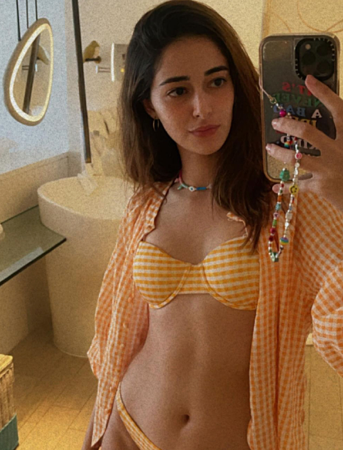 Ananya Panday drops Selfies in Tiny Yellow Bikinis - 2