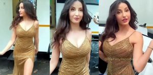 Nora Fatehi Gold Dress