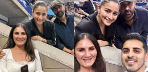 Ranbir Kapoor & Alia Bhatt pose with Fans at US Open f