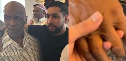Amir Khan baffles Fans by Caressing Mike Tyson's Hand f