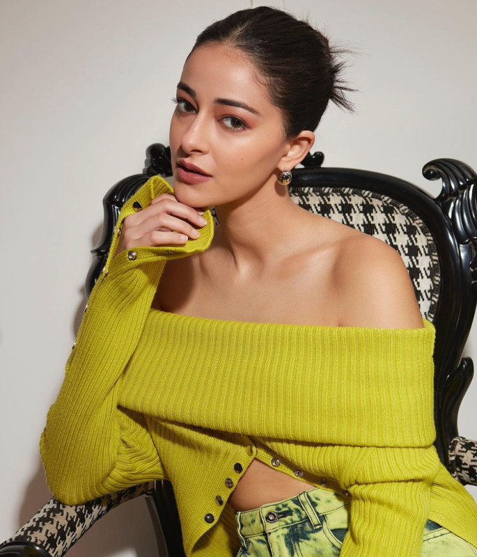 Ananya Panday Slays in Green Denim and Off-Shoulder Combo - 2