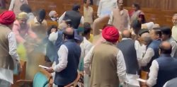 Indian Politicians beat Intruders in Parliament