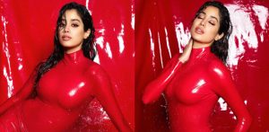 Janhvi Kapoor embraces the Wet Glam Trend in Latex Dress - F