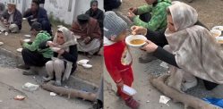 Resham spotted having Food on Footpath with the Poor f