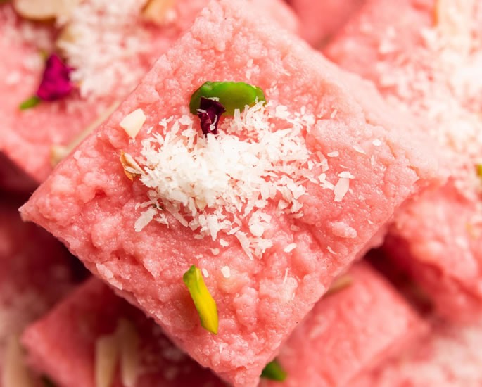 Indian Rose Desserts for Valentine's Day - barfi