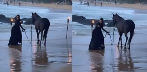 Ayeza Khan narrowly avoids Fire while Filming f