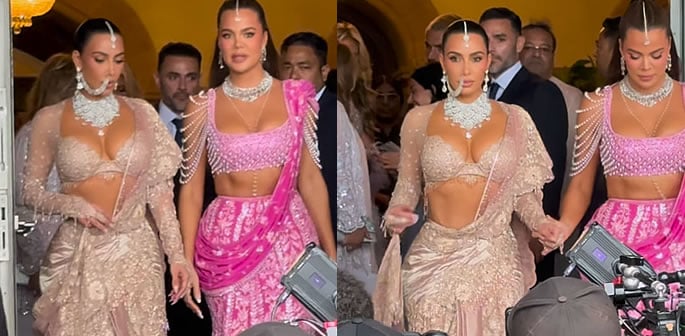 Kim & Khloe Kardashian sizzle in Bold Lehengas f