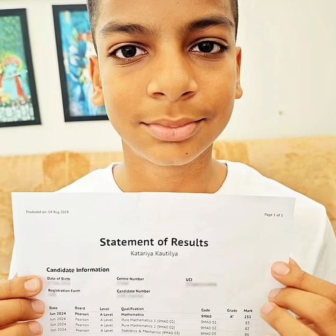 Schoolboy aged 10 gets A in A-Level Maths
