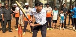 Rishi Sunak enjoys a Game of Cricket in Mumbai