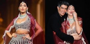 Nora Fatehi dazzles in Manish Malhotra Couture at Dubai Showcase F