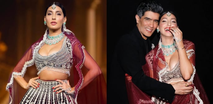 Nora Fatehi dazzles in Manish Malhotra Couture at Dubai Showcase F