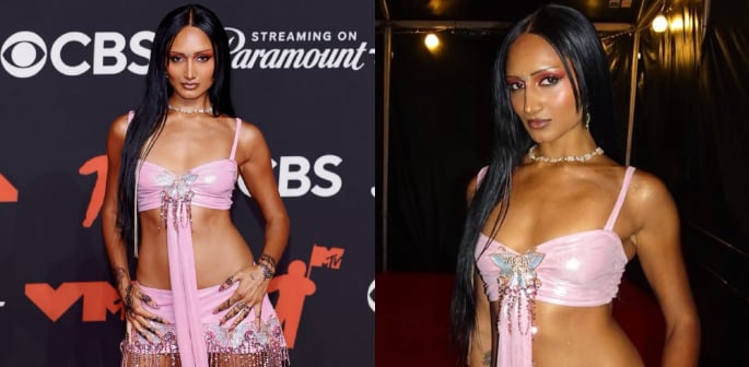Rhea Raj turns heads in Baby Pink Co-Ord at 2025 VMAs F