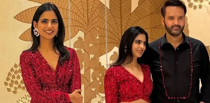 Isha Ambani Celebrates Birthday in Style with Dazzling Red Ensemble f
