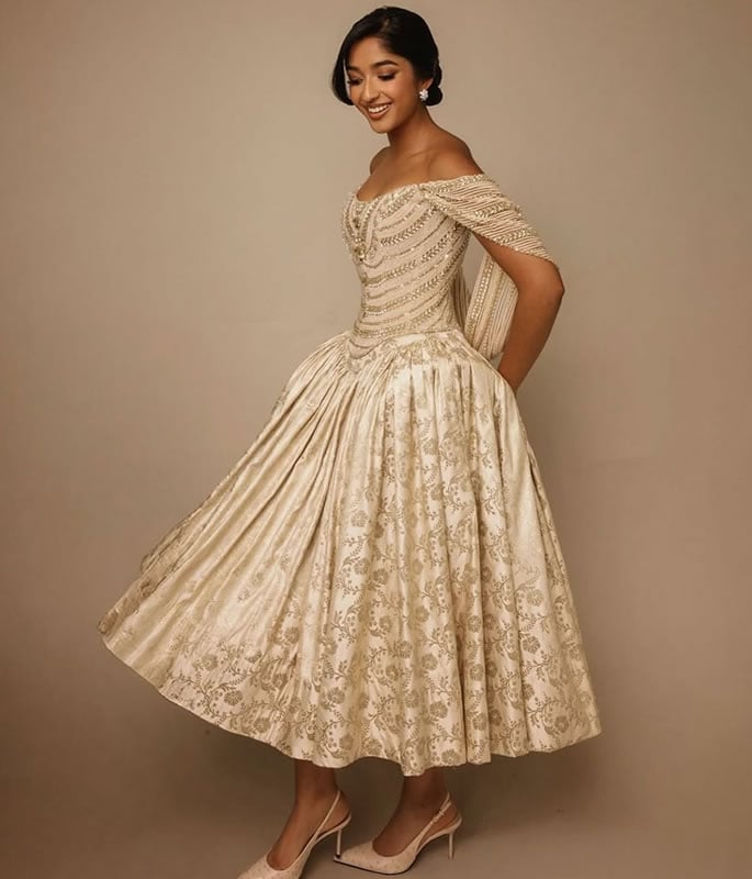 Maitreyi Ramakrishnan Wows in Manish Malhotra Gown at Vogue World