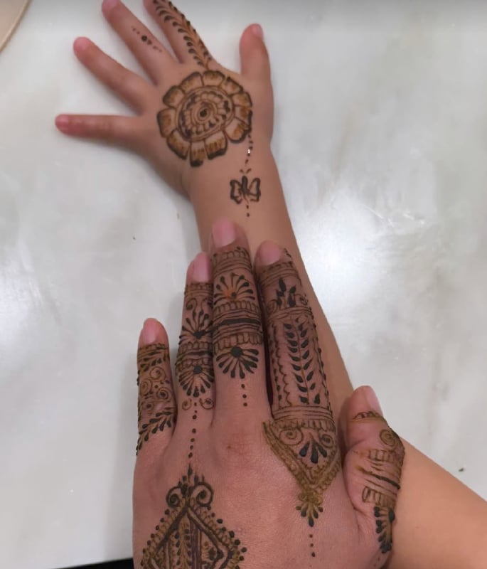 Priyanka & Malti Marie show off Matching Karva Chauth Mehendi 1