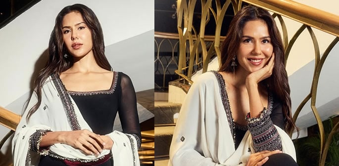 Sonam Bajwa’s Black & Ivory Look Redefines Winter Weddings f