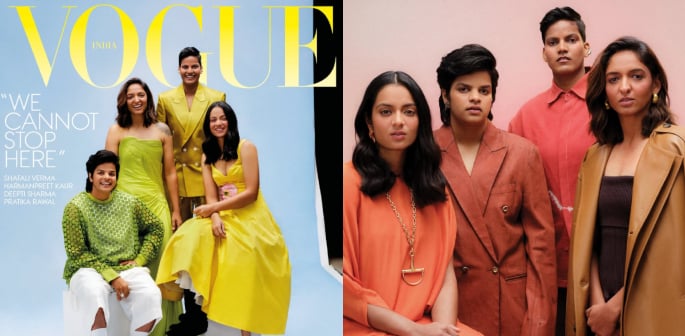Harmanpreet, Shafali, Deepti & Pratika shine on Vogue India Cover F