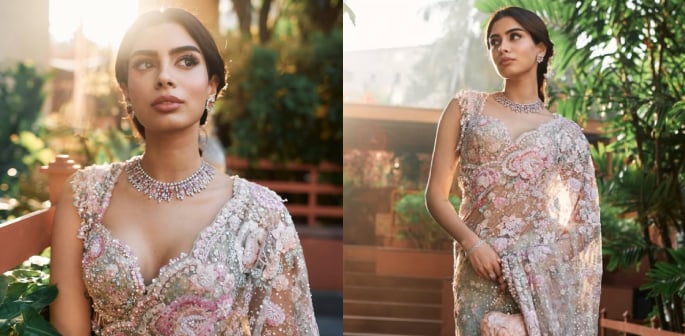 Khushi Kapoor stuns in Romantic Pastels at Wedding Celebration F