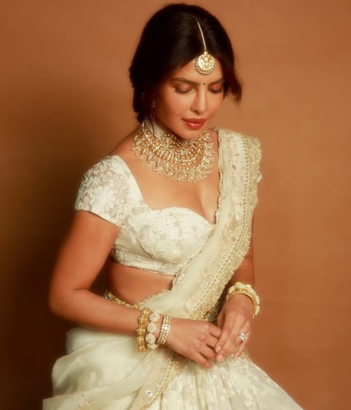 Priyanka Chopra channels Inner Devi in Ivory Lehenga 