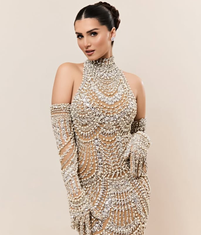 Tara Sutaria stuns in Beaded Dress at Old Hollywood Birthday Bash 