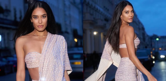 Lisa Haydon glows in Hand-Embroidered Arpita Mehta Sari F