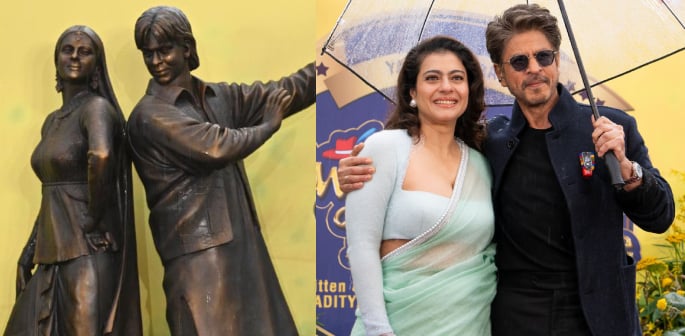 Shah Rukh Khan & Kajol unveil 'DDLJ' Bronze Statue in London F