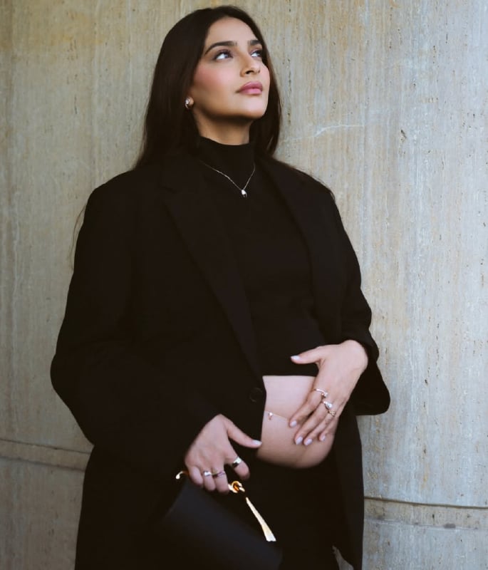 Sonam Kapoor flaunts Baby Bump in Chic All-Black Maternity Look 