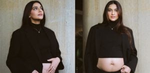 Sonam Kapoor flaunts Baby Bump in Chic All-Black Maternity Look F