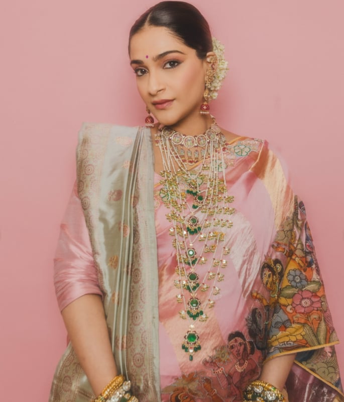 Sonam Kapoor serves Royal Maternity Fashion in Kalamkari Saree