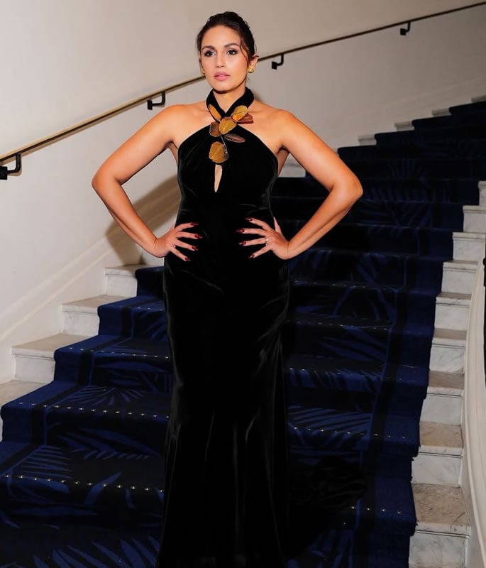 Huma Qureshi makes Cannes Statement in Velvet Halter Gown