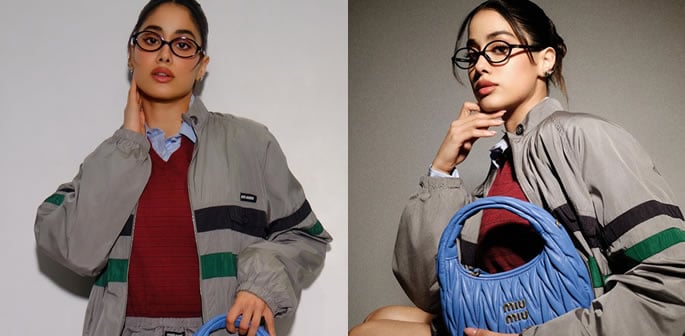 Janhvi Kapoor embraces 'Nerdy Chic' Trend in Miu Miu Look f#