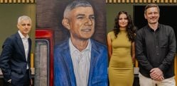 Art Student presents Portrait to Sadiq Khan f